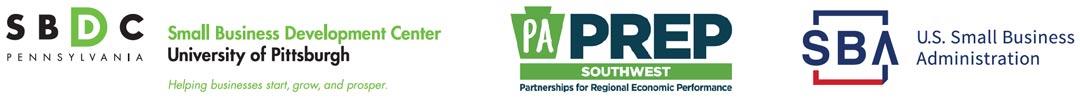 Pitt SBDC, PA PREP, and U.S. SBA logos side by side