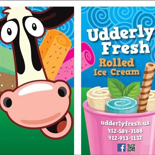 Udderly Fresh image with cow and rolled ice cream
