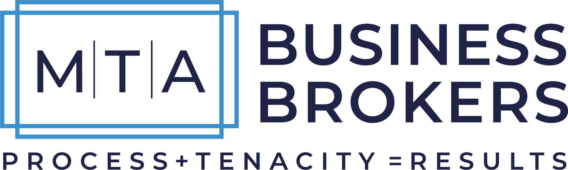 MTA Business Brokers logo with tagline Process Plus Tenacity Equals Results
