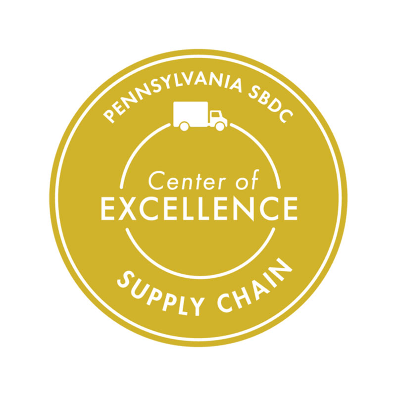 PA SBDC Center of Excellence in Supply Chain badge for the University of Pittsburgh Small Business Development Center