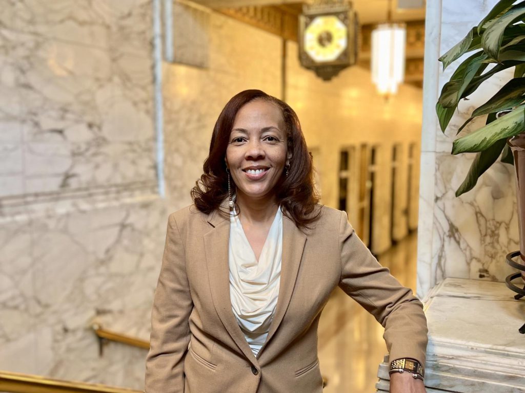 Tamara Gray in a historic office building