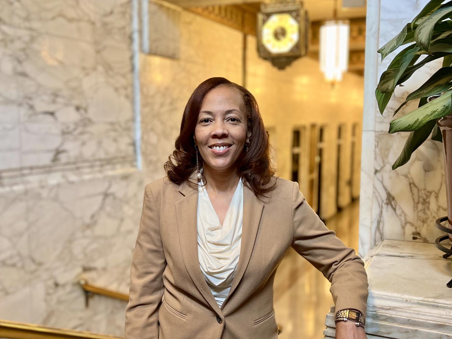 Tamara Gray in a historic office building